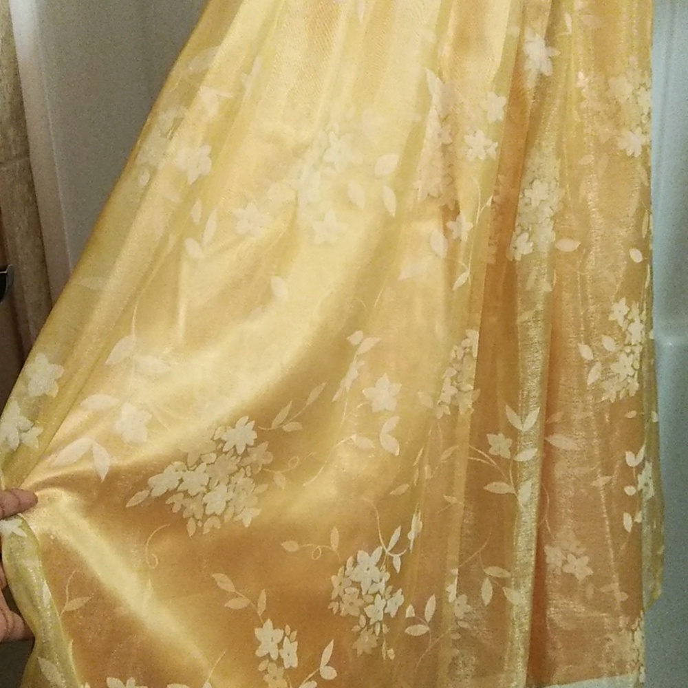 Gold Floral Formal Maxi Skirt - Size Medium
